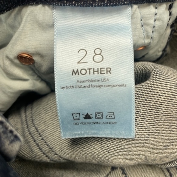 MOTHER High Waisted Looker Jeans Here Kitty Kitty Glitter Racer - Picture 6 of 13